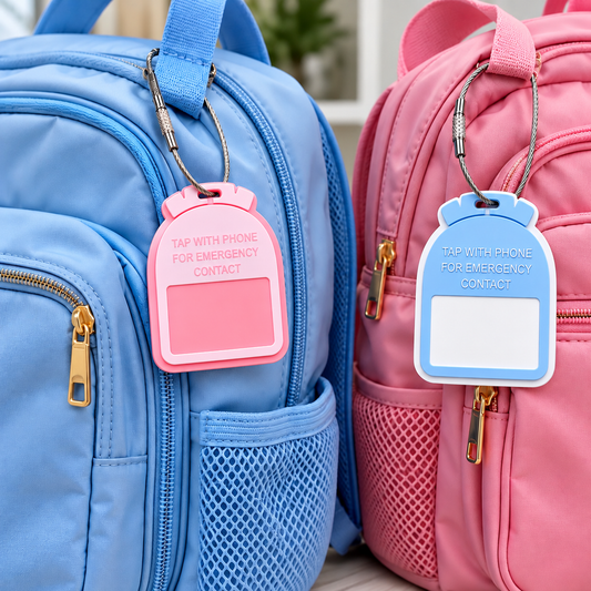 NFC Emergency Contact Tap Tag | Backpack & Bag Safety Tag