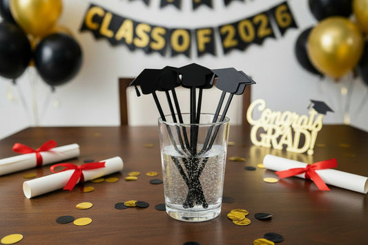 Caps Off! Graduation Drink Stirrers