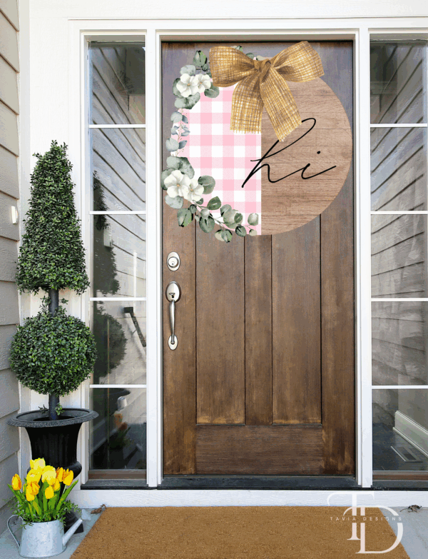 "Hi" Plaid Door Hanger